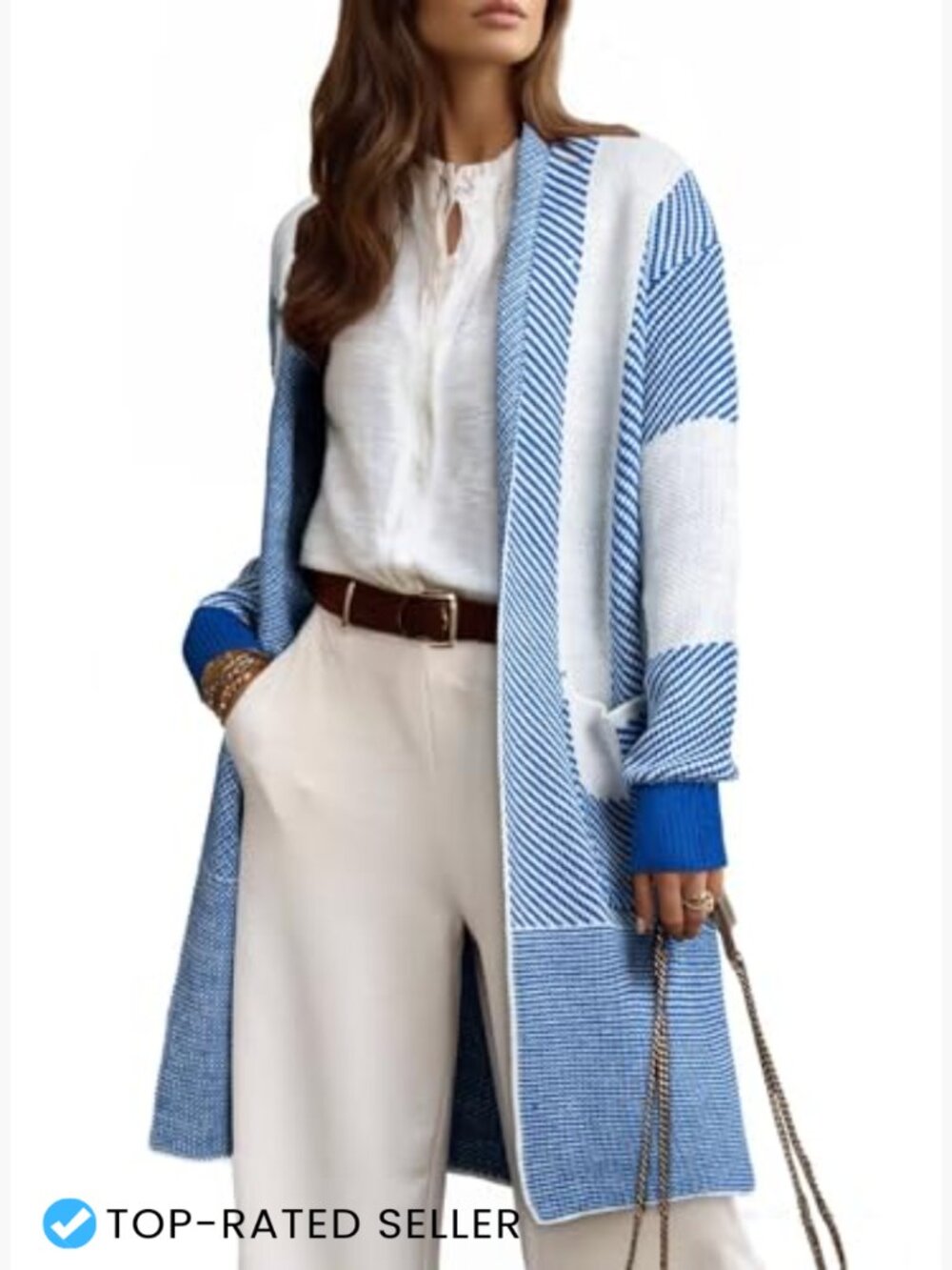Long Oversized Cardigan Sweater Cozy Knit Open Front Fall Winter Layering - Picture 4 of 7